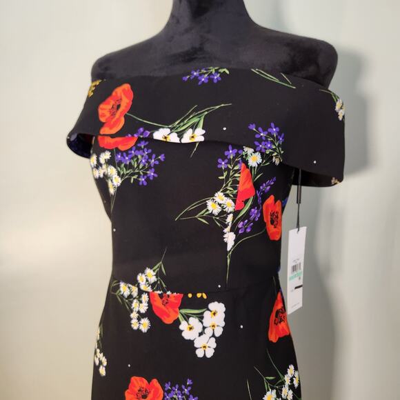 CALVIN KLEIN Floral Off the Shoulder Dress, Size 8 - Picture 8 of 15
